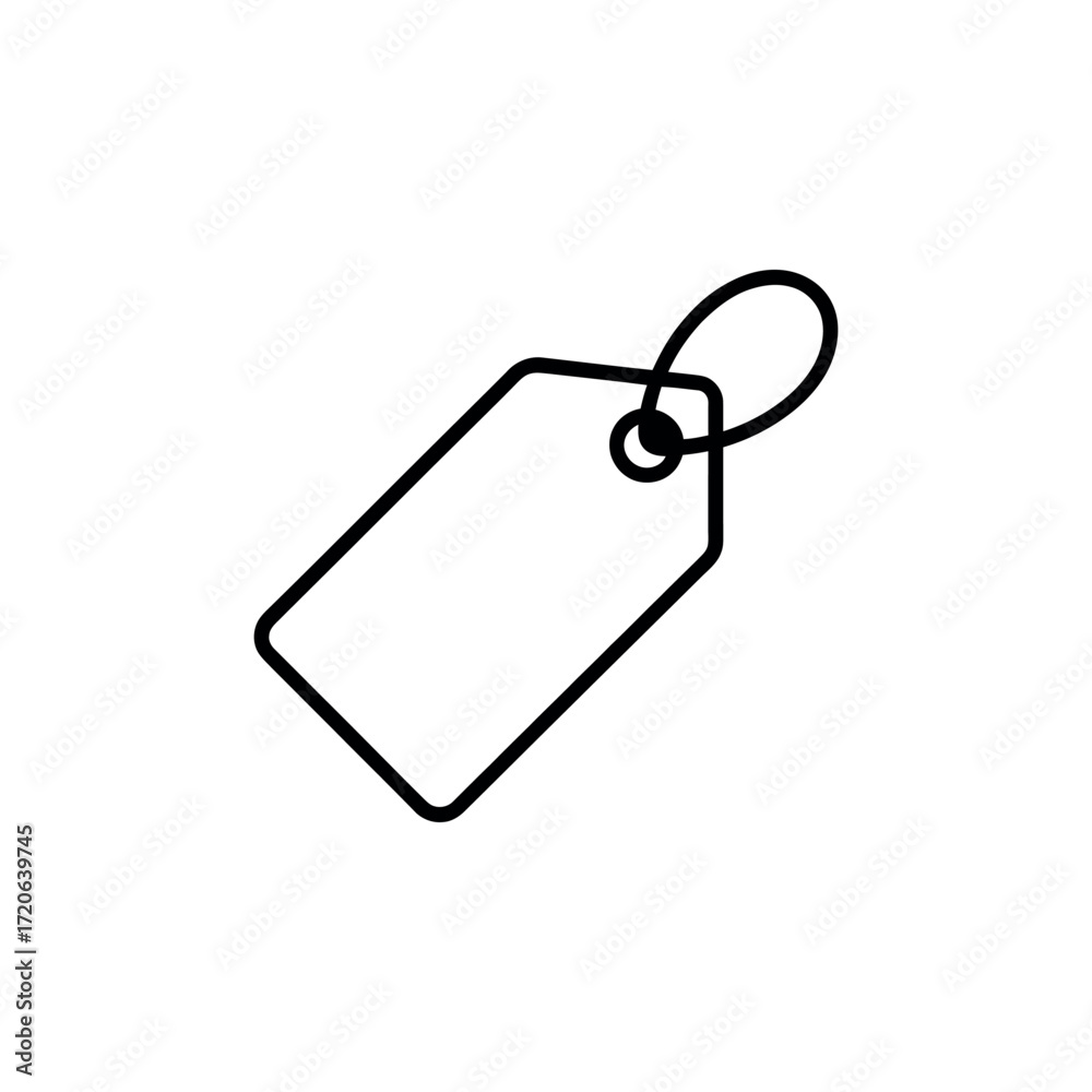 Fototapeta premium Black outline of a price tag icon on white background for web design