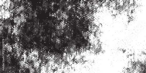 Black White Hexagonal Halftone Grunge Texture Background