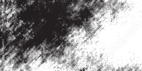 Black and White Abstract Halftone Grunge Texture Vector, Distressed Comic Pop Art Dotted Background Overlay Pattern