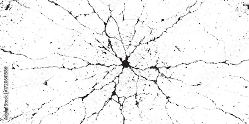 Abstract Distressed Radiating Cracks Black White Grunge Texture Overlay