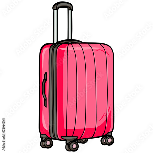 Pink Luggage Travel Suitcase Luggage Vacation Vector Illustration