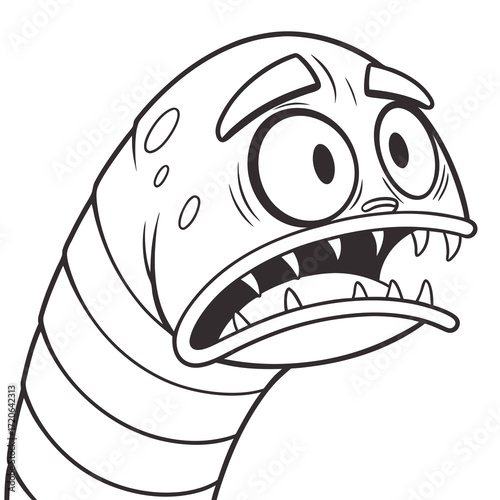 A Cartoon Worm with an Anxious Expression