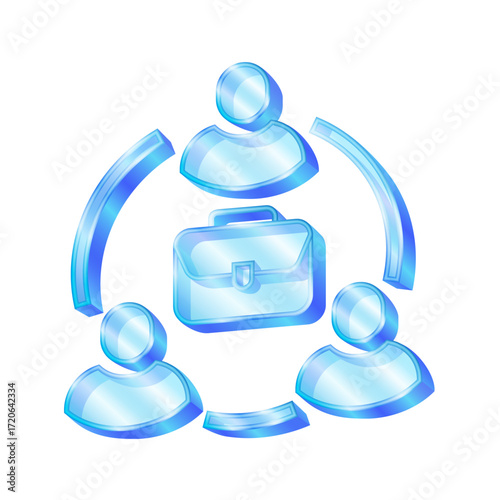 3d icon symbolizing Job Rotation. Staff Rotation and team stlye transparent glass or crystal icon element for design vector.	