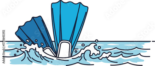 Diver Flippers Underwater Illustration
