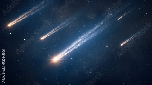 Comets with Glowing Tails in Starry Space