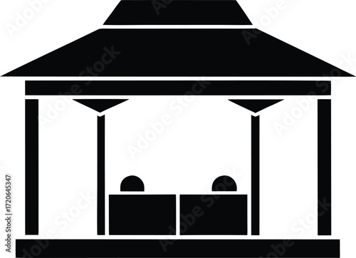 DJ Booth silhouette vector art illustration