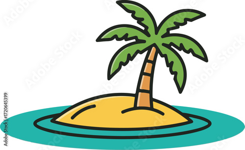 Desert Island with Palm Tree
