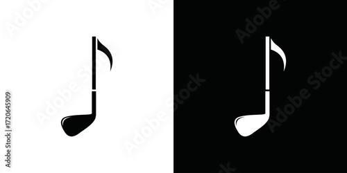 simple vector golf stick and music logo