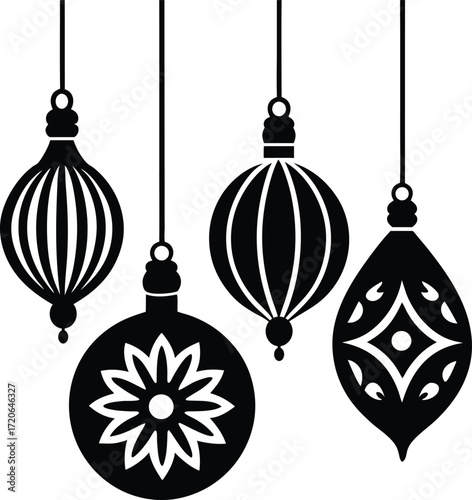 Hanging Ornaments silhouette vector art illustration
