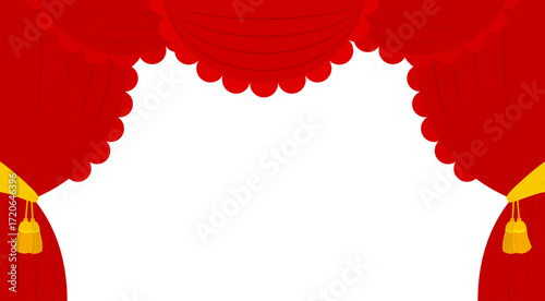 red curtains frame decoration