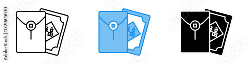 Red Envelope icon set multiple style collection