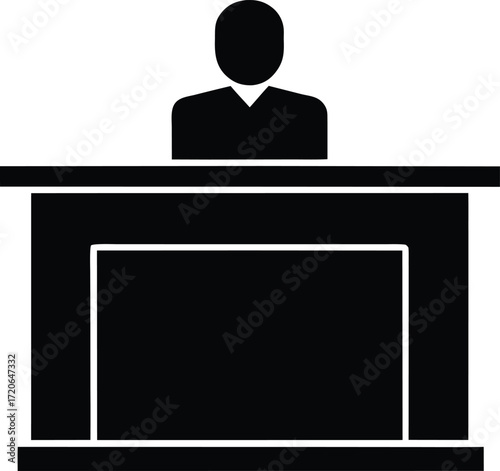 Registration Desk Silhouette Vector Art Illustration