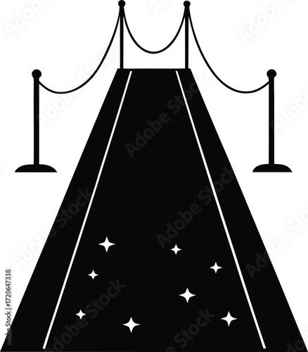 Red Carpet Silhouette Vector Art Illustration