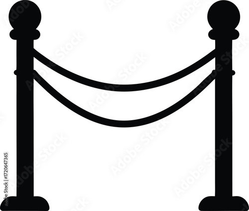 Rope Barrier Silhouette Vector Art Illustration