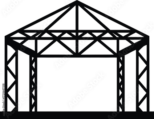 Stage Truss Structure Silhouette Vector Art Illustration