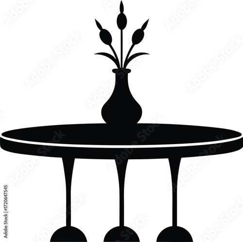 Table Centerpiece Silhouette Vector Art Illustration