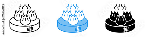 Dumpling icon set multiple style collection