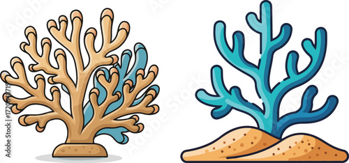 Coral Reef Illustration with Marine Plants