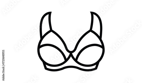 Simple line drawing of a bra icon for fashion and lingerie concepts