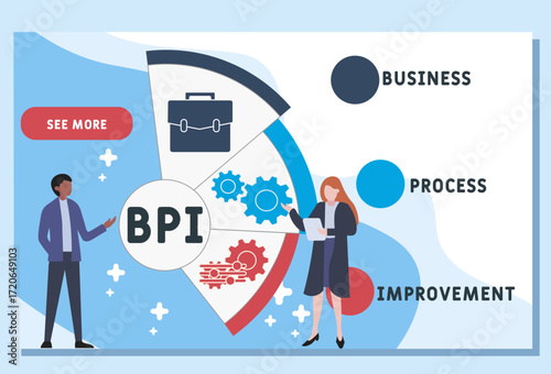 BPI - business process improvement acronym. business concept background. vector illustration concept with keywords and icons. lettering illustration with icons for web banner, flyer, landing pag