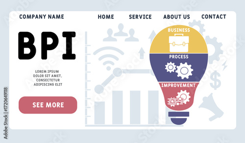 BPI - business process improvement acronym. business concept background. vector illustration concept with keywords and icons. lettering illustration with icons for web banner, flyer, landing pag