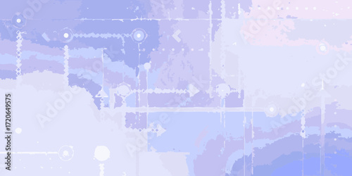 Abstract geometric pattern with soft pastel purple and blue watercolor texture and digital elements
