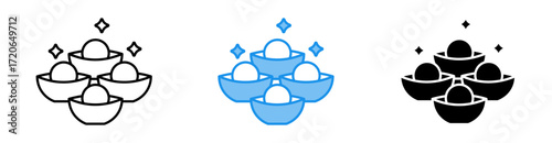 Gold Ingot icon set multiple style collection