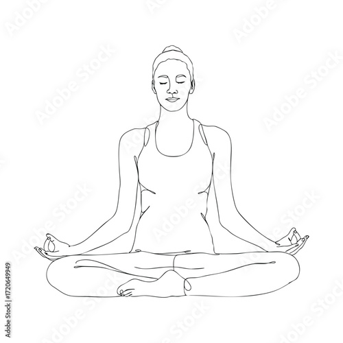 Meditation pose line art. Calm Mindfulness Abstract Illustration 