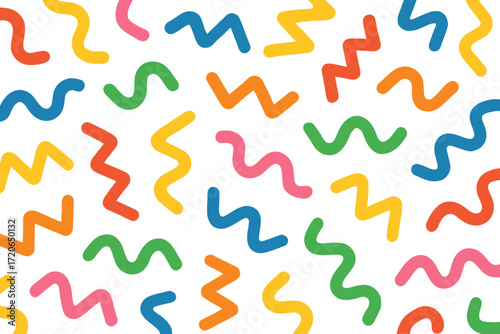 Colorful Wavy Lines Pattern on Transparent Background for Celebration or Party Decorations