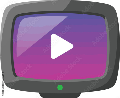 Vintage television screen displaying play button icon modern digital media concept vector