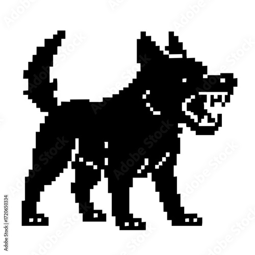 Pixel art dog barking, vector SVG, transparent PNG