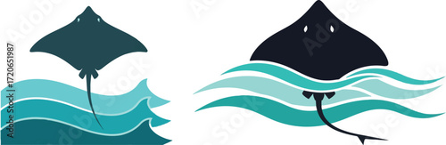 Stingray Graphic with Wave Illustrations