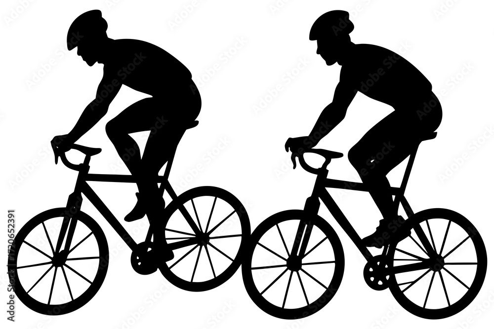 Obraz premium Cyclist doing stunt silhouette vector isolated on white background