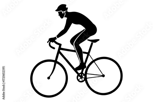 Cyclist doing stunt silhouette vector isolated on white background