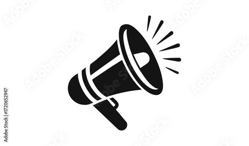 Black silhouette of a megaphone with sound waves emanating outwards