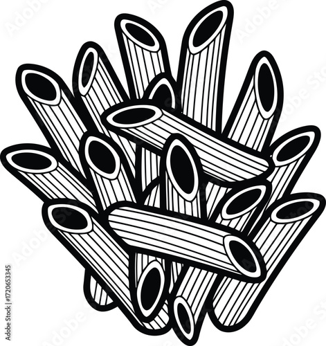 Hand drawn penne pasta illustration italian food ingredient sketch graphic vector