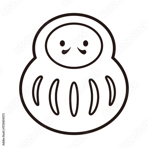 正面を向いているだるまのイラスト（線）