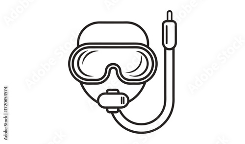 Simple line art illustration of a snorkel mask and tube