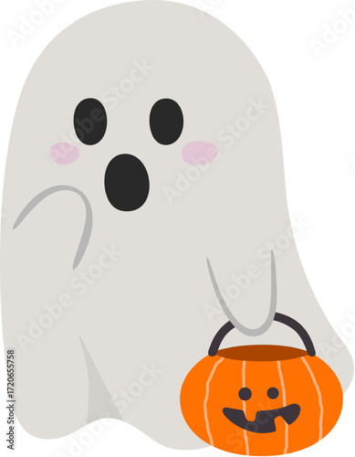 할로윈 유령 Cute Spooky Ghost Character for Halloween Design