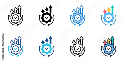 Continuous improvement icon set multiple style collection 
