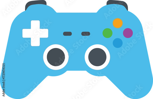 Vibrant blue video game controller with colorful buttons for modern gaming entertainment vector