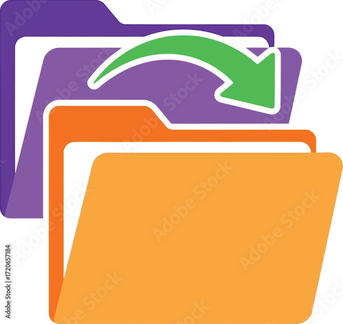 Organize files folder transfer data move document management backup archive data transfer graphic icon vector