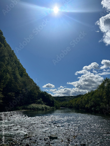 Canvas Print 風景, 山, 自然, 川, 空, Landscape, Mountain, Nature, River, Sky,