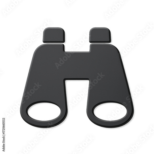A sleek, modern icon of dark gray binoculars with subtle highlights, viewed from the front and isolated on a white background.