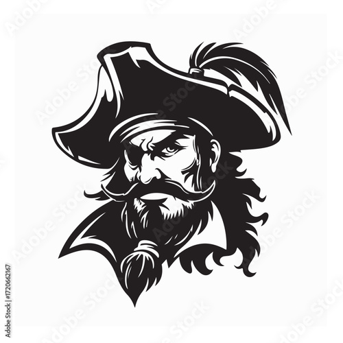 Captain Pirate Face Logo Vector Image isolated on white background