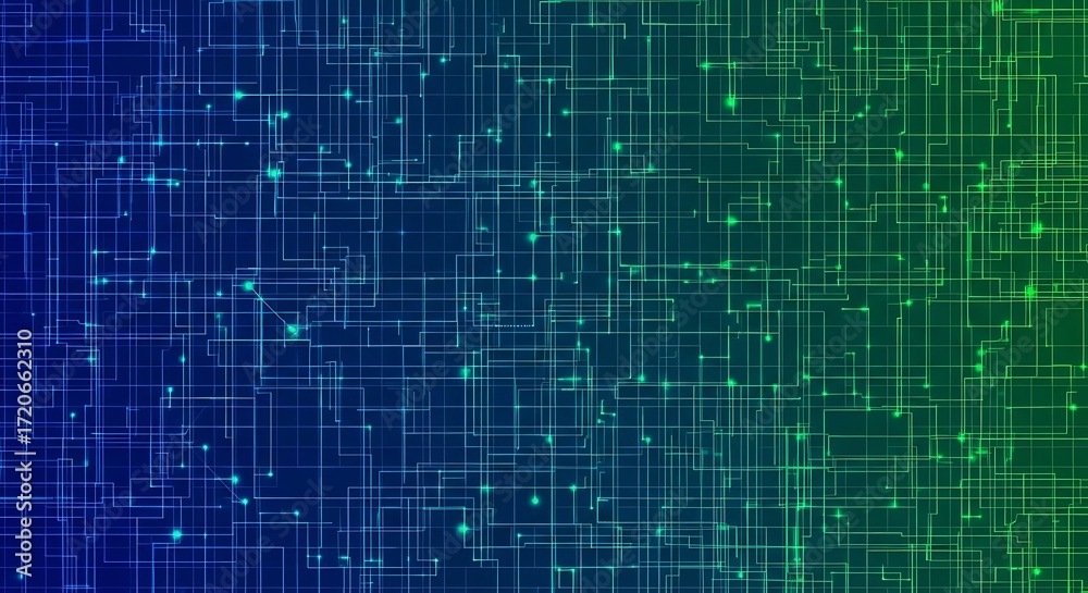 Fototapeta premium Abstract digital network grid with glowing nodes and lines, representing data flow, technology, and artificial intelligence