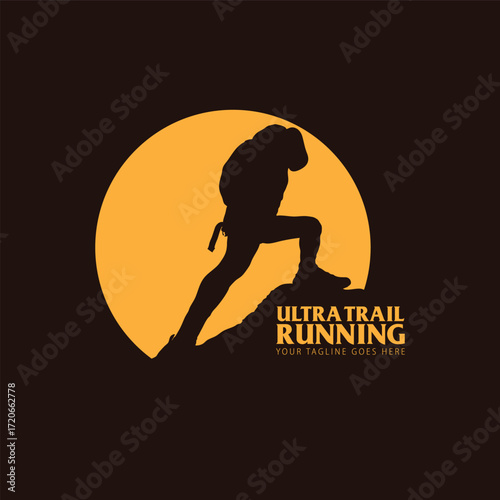 ultra trail run illustration image for background and logo vector
