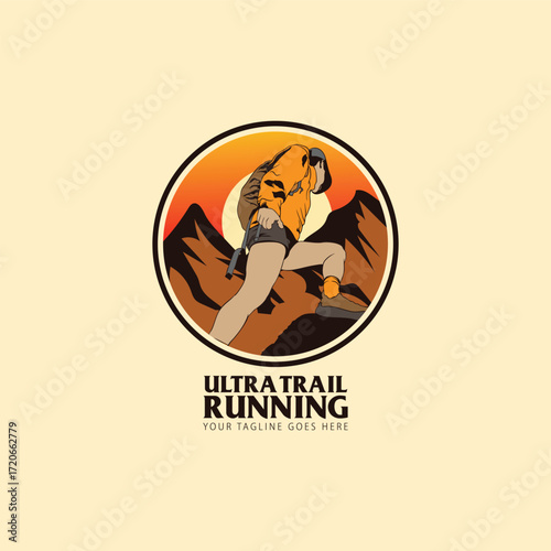ultra trail run illustration image for background and logo vector