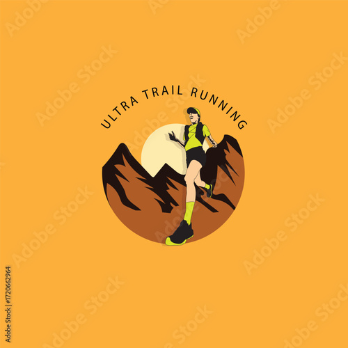 ultra trail run illustration image for background and logo vector