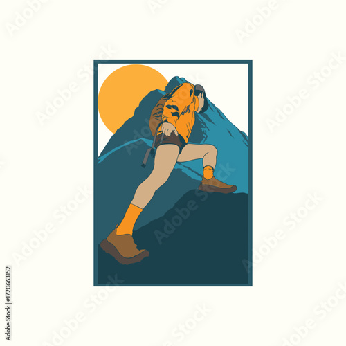 ultra trail run illustration image for background and logo vector